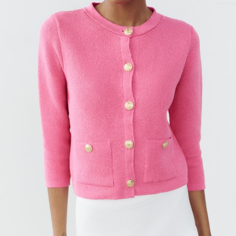 NWT...Zara pink round neck cardigan ✨️ - Picture 2 of 7